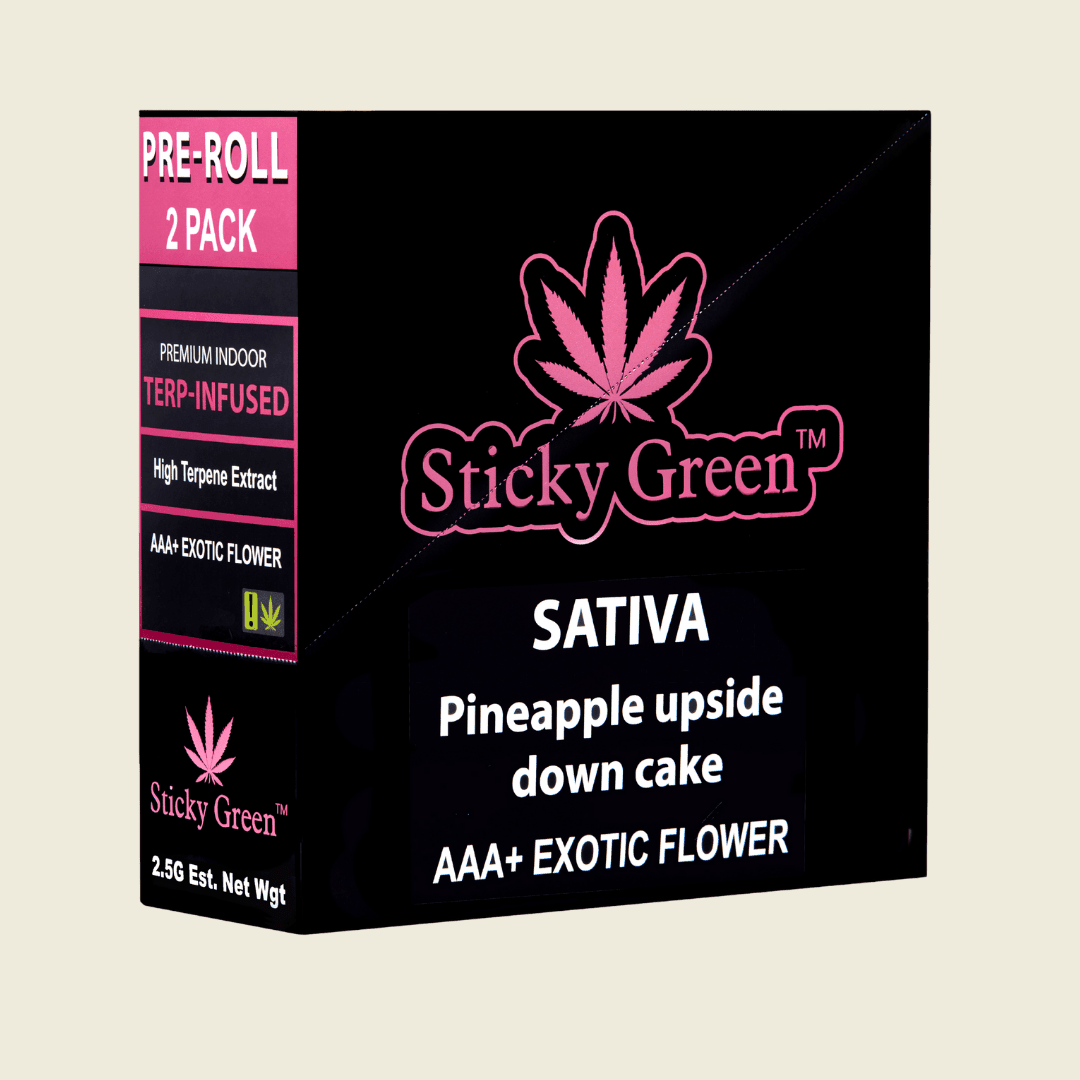Pineapple Upside Down Cake Terp Infused Pre Rolls (Sativa) - Sticky Green Flower