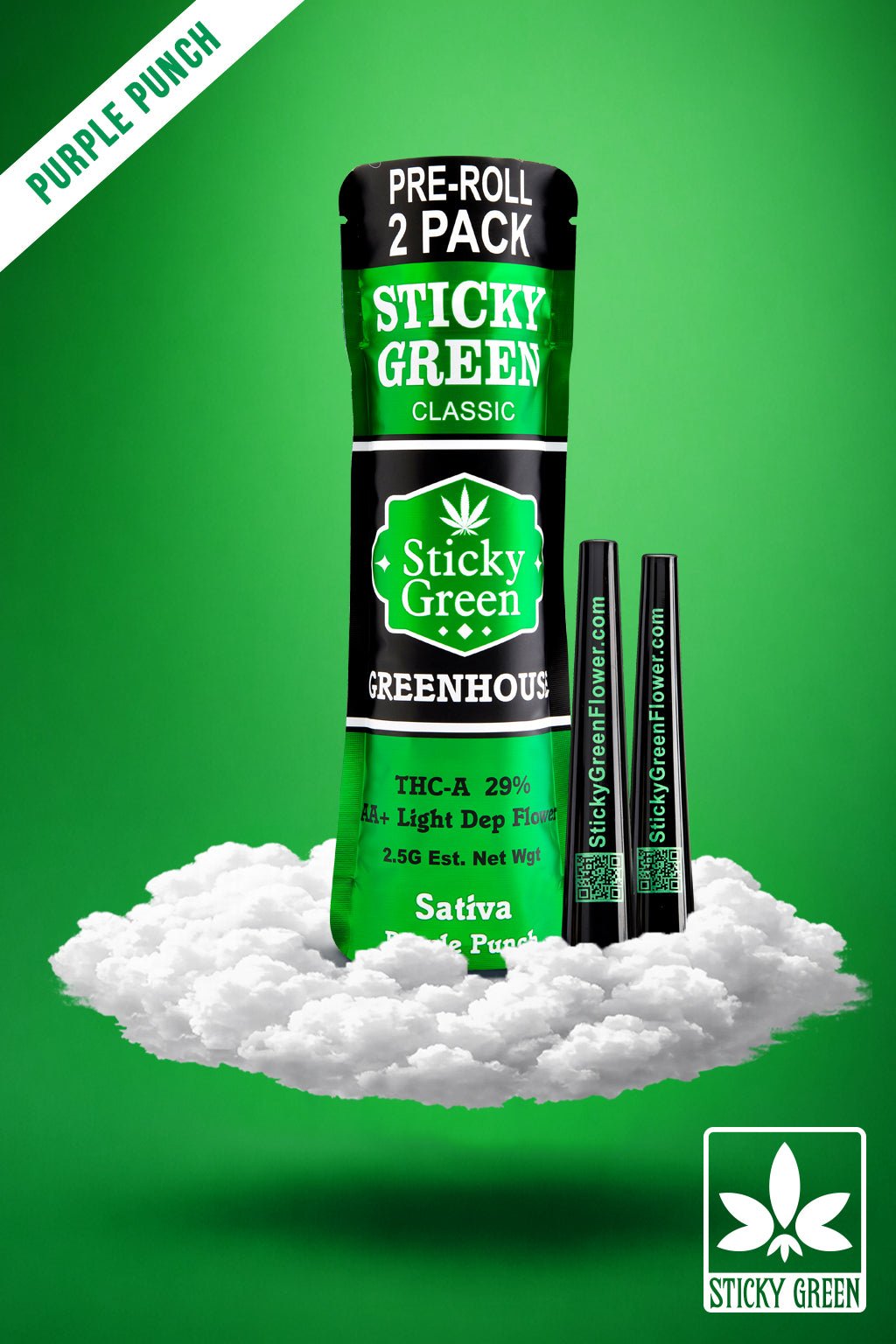 Purple Punch Green House Pre Rolls (Sativa) - Sticky Green Flower