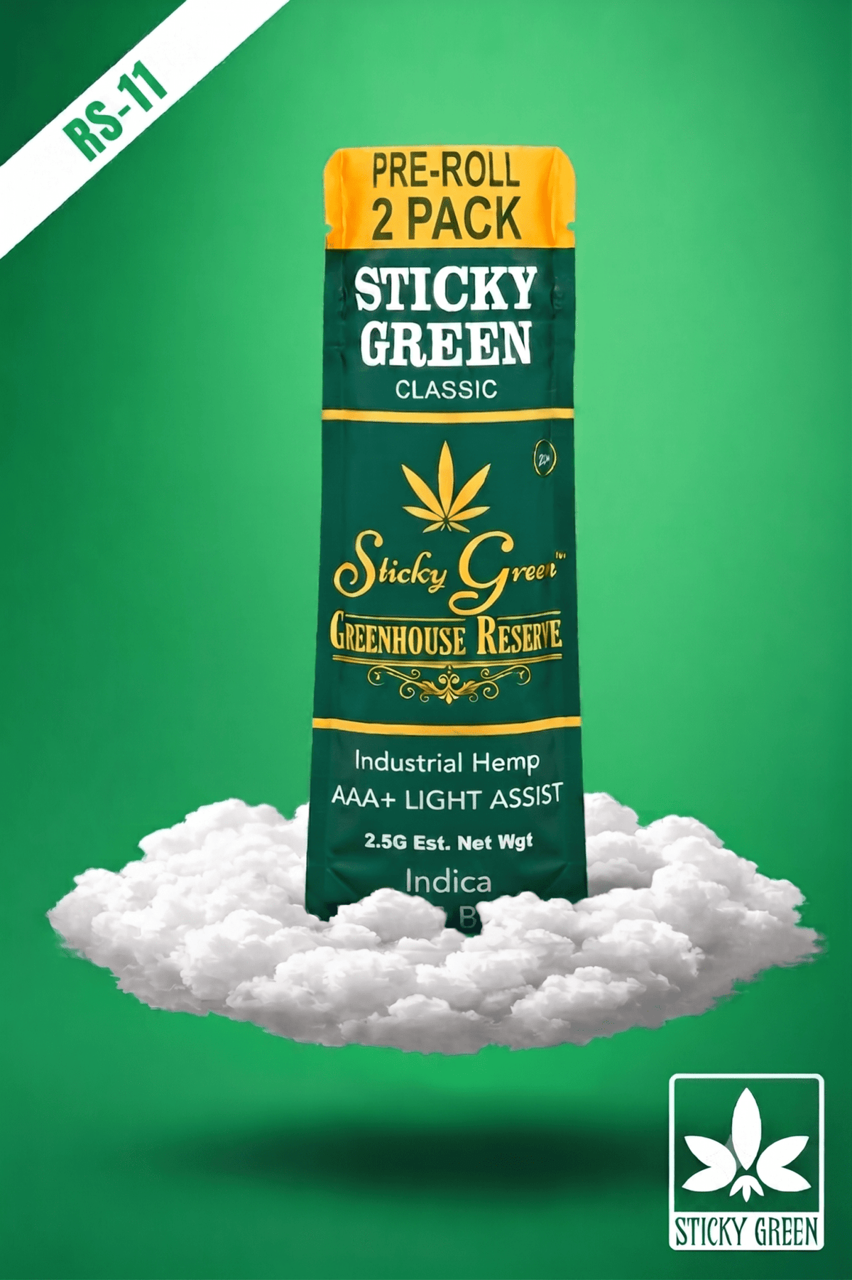RS-11 Green House Reserve Pre Rolls (Indica) - Sticky Green Flower